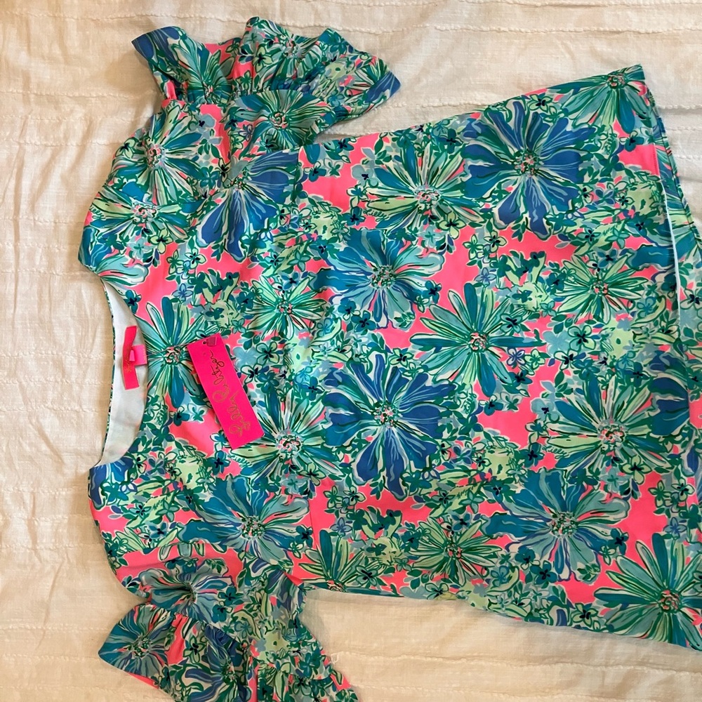 Lilly Pulitzer Floral Blouse - Pink and Green